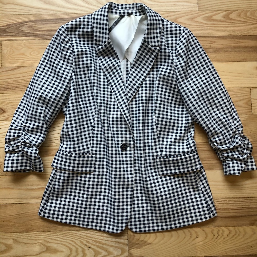 Meg & Margo navy gingham blazer
